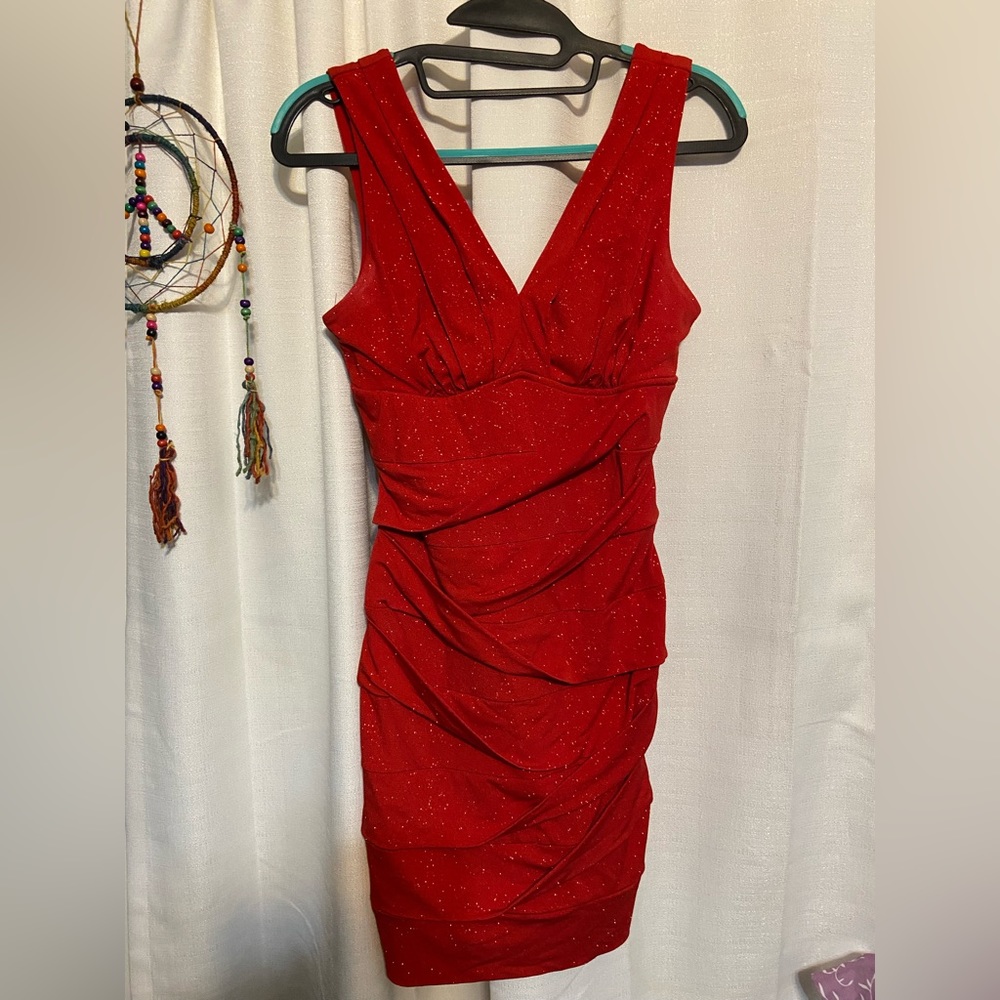 sparkly red cocktail dress